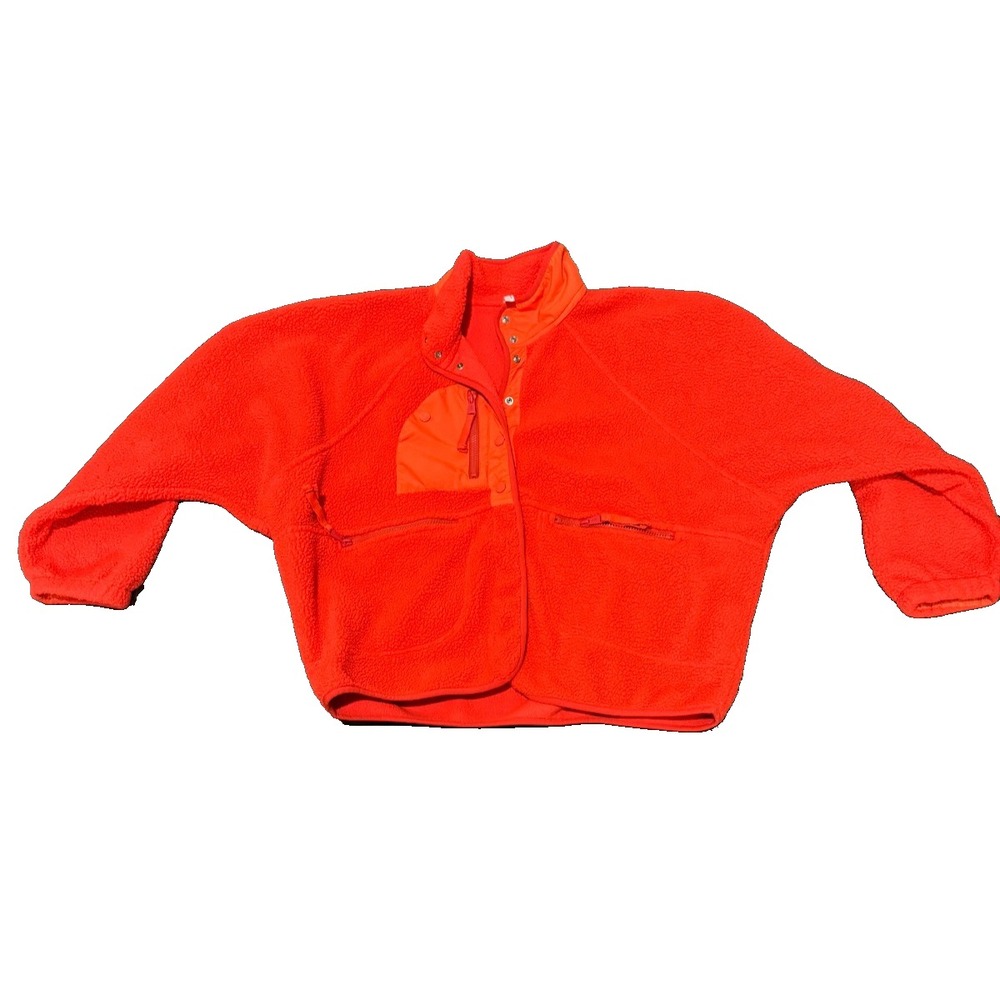 Free People Hit The Slopes Fleece Jacket orange Large Sherpa jacket